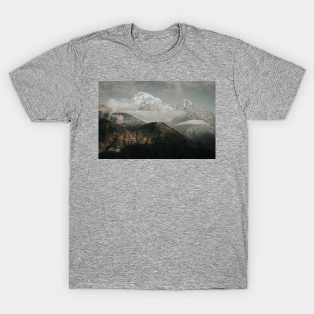 Himalaya foggy mountain peaks T-Shirt by Melissa Peltenburg Travel Photography